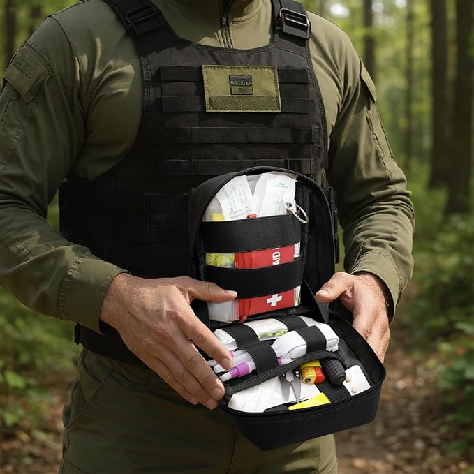 Qavctw Tactical Pouch Utility Organizer Molle Pouches EMT Ifak Medical First Aid Kit Utility Pouch with Two Zippers for Outdoor Tactical Survival Bag