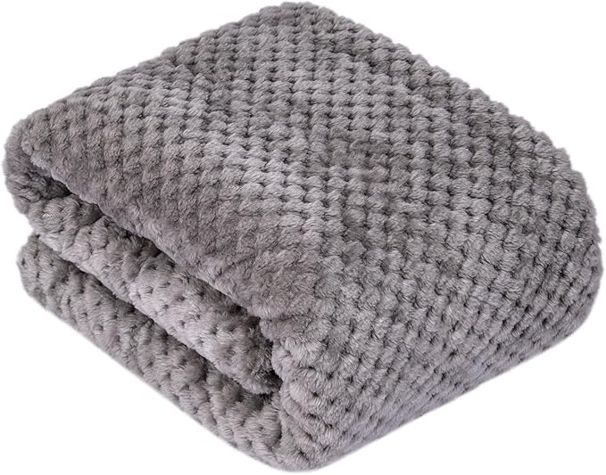 Fuzzy Sherpa Reversible Blanket for Baby, Soft Warm Cozy Coral Fleece Toddler, Infant or Newborn Reversible Blanket for Crib, Stroller, Travel, 30”×40”, Flint Gray