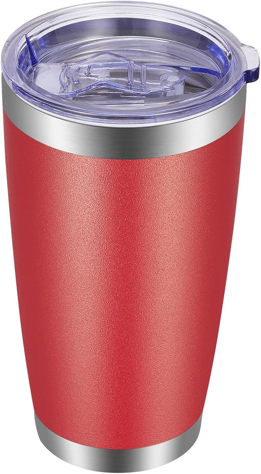 VEGOND 20oz Tumbler with Lid and Straw Stainless Steel Tumbler Cup Vacuum Insulated Double Wall Travel Coffee Mug Powder Coated Coffee Cup(Powder Red 1 Pack)