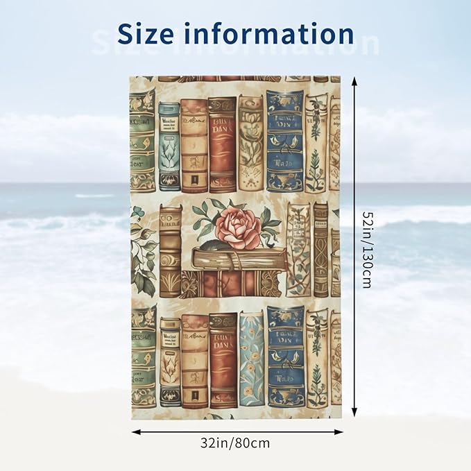 Microfiber Beach Towel, Flower Book Beach Towels 32x52in,Quick Dry, Sand Free, Ultra Soft & Oversized Towel for Travel, Outdoor, Bathroom, Swimming - Ideal for Pool, Camping, Yoga, or Gift Decor