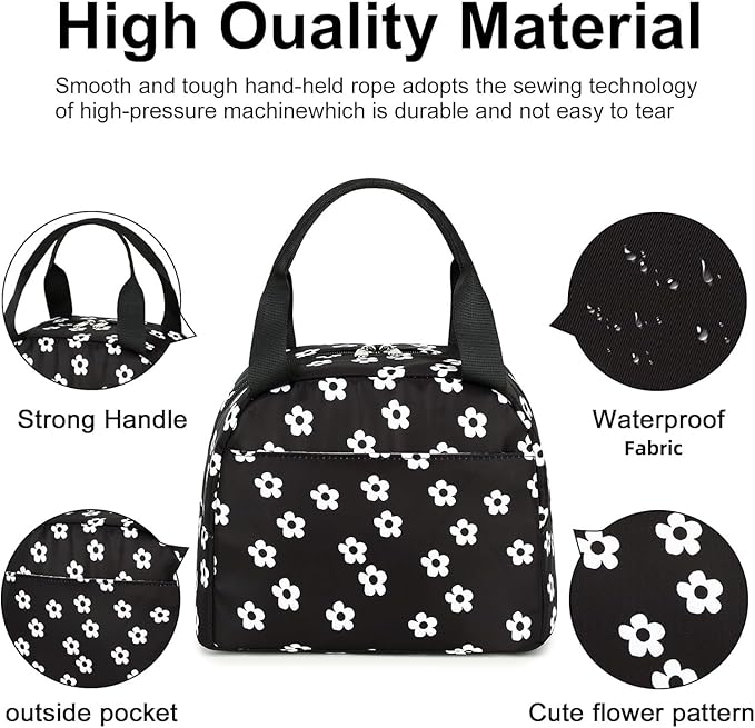 LEDAOU Lunch Box for Women Insulated Lunch Bag Cute Lunchbox Cooler Thermal Reusable Lunch Tote for Work School Picnic Travel