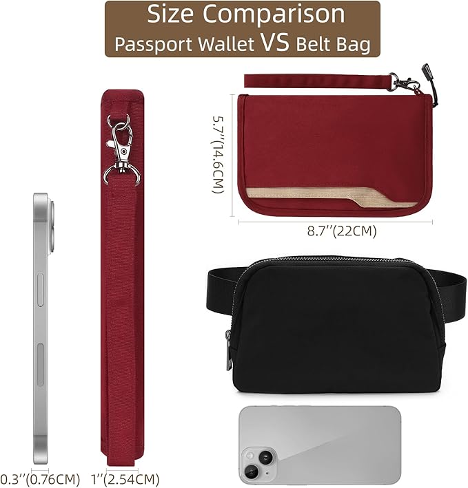ZOPPEN Passport Holder Family RFID Passport Wallet, Passport Holder Women/Men, Travel Wallet Documents Organizer Zipper Case with Removable Wristlet Strap, Travel Essentials for Flying
