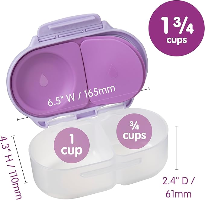 b.box Snack Box - Leakproof Mini Bento Box for Kids & Toddlers, 2 Compartment Snack Containers for Kids, Lunch Containers, Dishwasher Safe, BPA Free, PFAS Free, Ages 4m+, 1 3/4 Cup - Spearmint