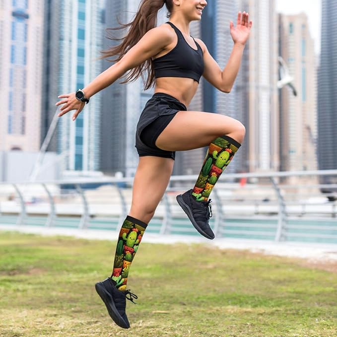 Compression Socks Knee High Circulation Support Socks For Women Men Athletic Running Work Hiking Cycling Travel