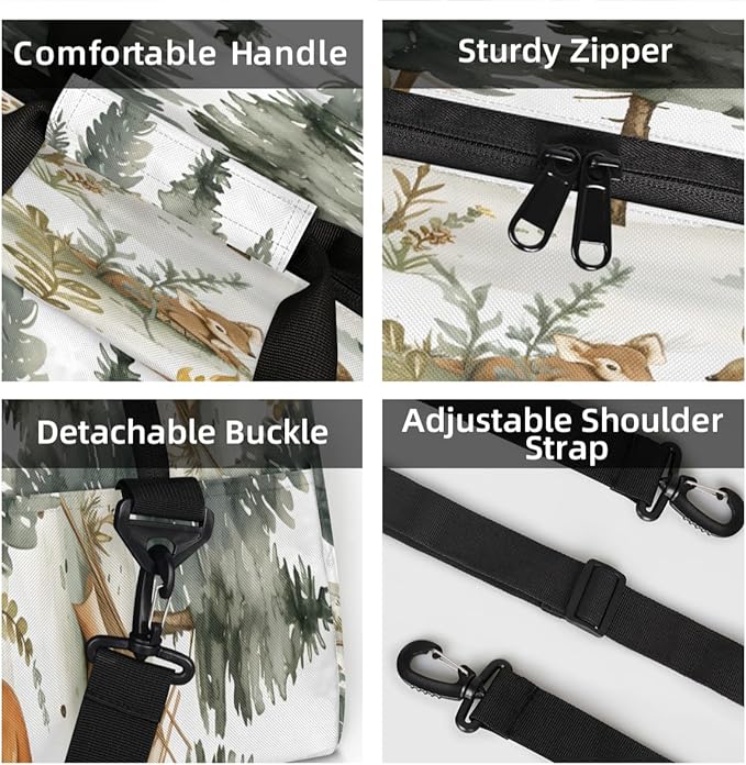 Squirrels Mini Gym Bag 18 inch for Women Men Waterproof Custom Forest Animals Travel Duffel Bag Carry On Overnight Tote Nurse Bag for Work Fitness Hiking