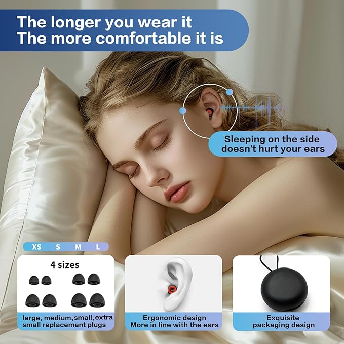 Artevive Earplugs Motorcycle.Ear Plugs for Sleeping Noise Cancelling 35dB Noise Reduction、Reusable Ear Plugs,Super Soft for Motorcycles Cycling、Sleeping、Work、Travel(Purple White)