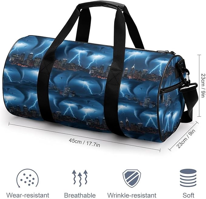 Travel Duffle Bag Chicago City Tornado Storm Weather Pattern Carry On Weekender Bags Foldable Overnight Bag Workout Lightweight Bags