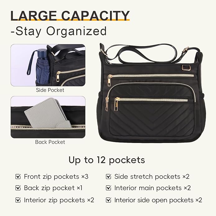 Crossbody Purse for Women Travel, Large RFID Anti-Theft Shoulder Crossbody Bag With Multiple Pockets for Daily Or Work