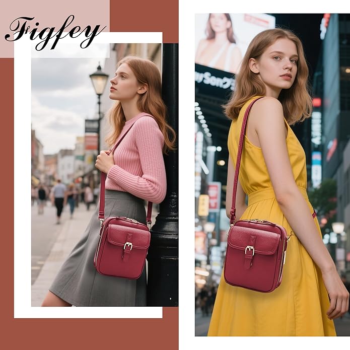 Leather Crossbody Bags for Women Travel Small Crossbody Purse Anti Theft Waterproof Bum Bag with Built in Wallet
