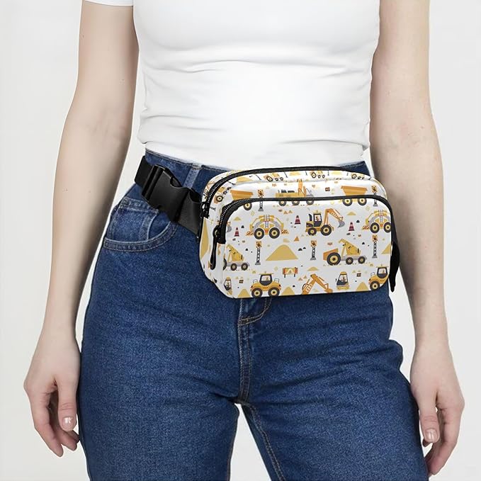 Funny Trucks Excavator Fanny Pack for Women Men Water Resistant Fashion Waist Packs with Adjustable Strap Belt Bag for Travel Workout Jogging Hiking 21219375