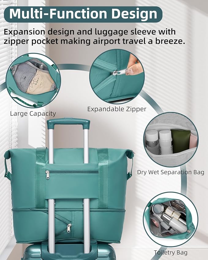 LARVENDER Carry on Luggage 22x14x9 Airline Approved, 20 Inch Hardside Suitcase with Wheels TSA Lock, PC+ABS Lightweight Carry on Suitcases for Women and Men, Lake Green (20/DB/TB)