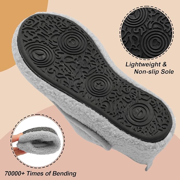 BARERUN Slippers for Women Men Wide House Diabetic Shoes for Women Men Warm Arthritis Edema Swollen Neuropathy Socks Slip on Adjustable Fuzzy Comfy Soft Womens Mens Bedroom Sliipers