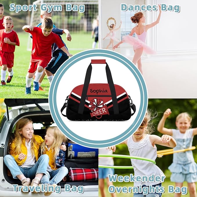 Personalized Red Glitter Cheer Bag for Cheerleaders, Custom Sport Gym Bag Dance Bag Travel Duffle Bag Cheerleading Gifts for Women