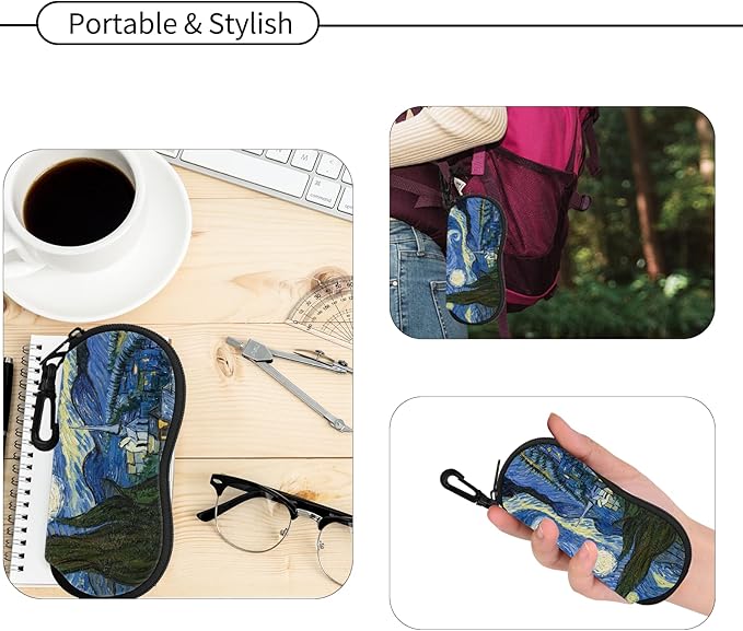 Hion Sunglasses Soft Case Ultra Light Neoprene Zipper Eyeglass Case With Belt Clip