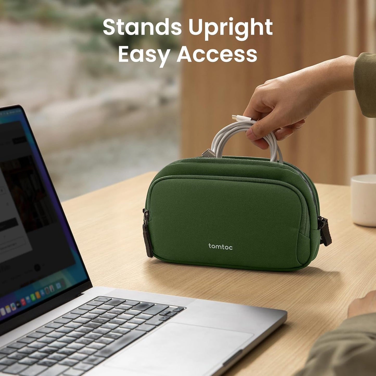 tomtoc Electronic Organizer Travel Case, Water Resistant Dual Compartment Tech Pouch Cable Organization Storage Bag for Charger, Cord, Phone, Hard Drive, Power Bank, Accessories Travel Essentials