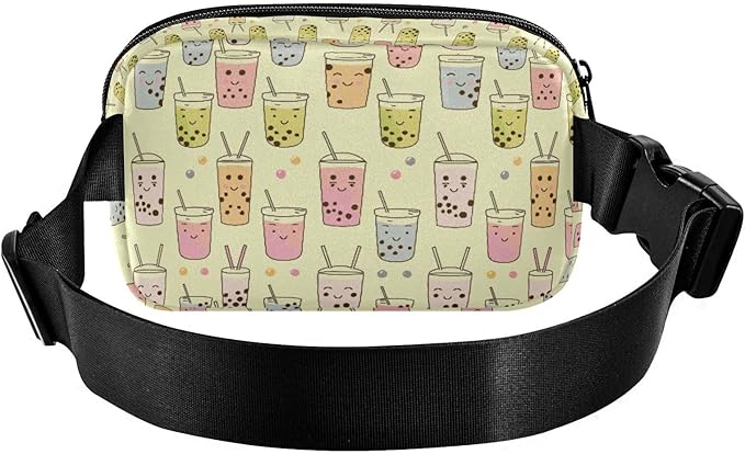 Kawaii Bubble Tea Fanny Pack for Women Men Water Resistant Fashion Waist Packs with Adjustable Strap Belt Bag for Travel Workout Jogging Hiking 21219070