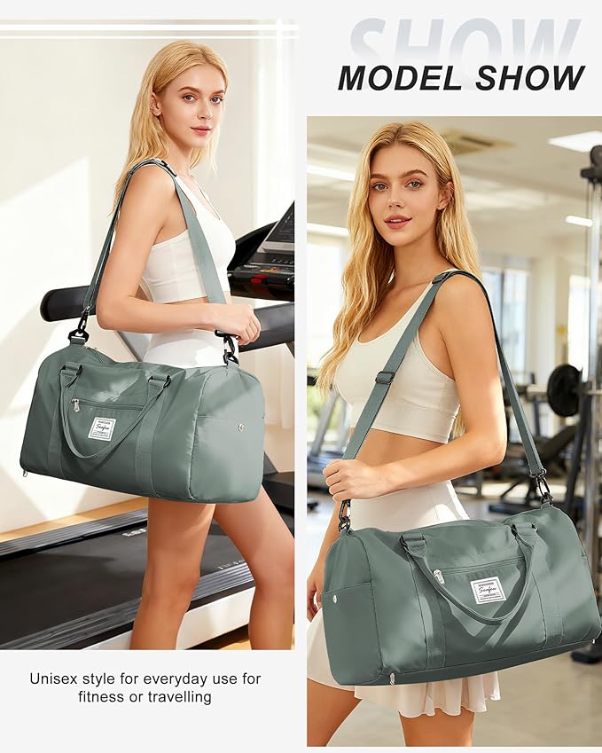 Gym Bag Womens Mens with Shoes Compartment and Wet Pocket Travel Duffel Bag for Women for Plane Sport Gym Tote Bags with Toiletry Bags Waterproof Weekend Overnight Carry on Bag Hospital Holdalls