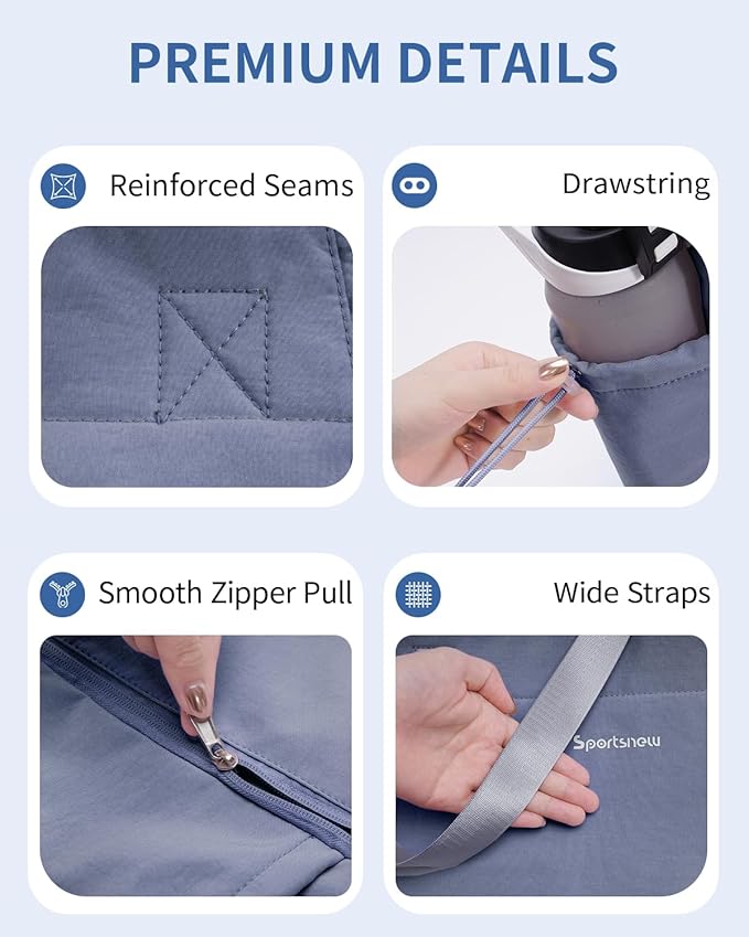 sportsnew Yoga Gym Bag Tote Yoga Mat Bag For Women Men with Waterproof Wet Pocket & Drawstring pockets, Quick Access Hook-and-loopStorage Yoga Mat Bag Holder, Gray Blue Patent Pending
