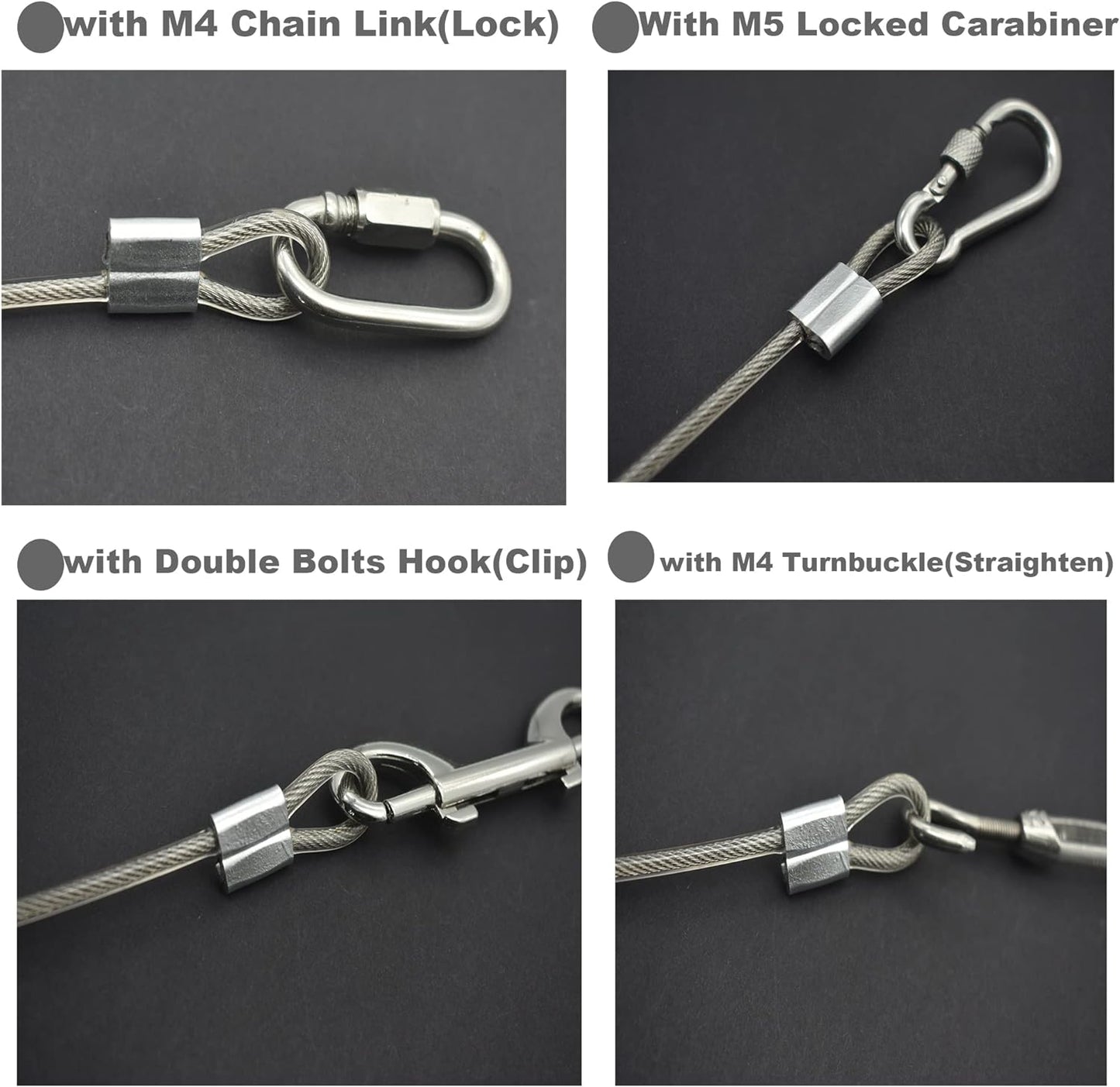 10 Pcs 4mm Wire 12 inch Vinyl Coated Stainless Steel Cable with Loops Short Wire Rope Lanyard Lock Security Chain Link for Outdoor Gates, Clear(4mm x 12inch)