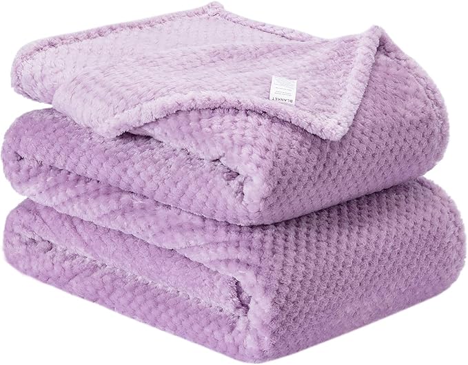 Fuzzy Throw Blanket, Plush Fleece Blankets for Adults, Toddler, Boys and Girls, Warm Soft Blankets and Throws for Bed, Couch, Sofa, Travel and Outdoor, Camping (Queen(80"x90"), XXL-Lavender)