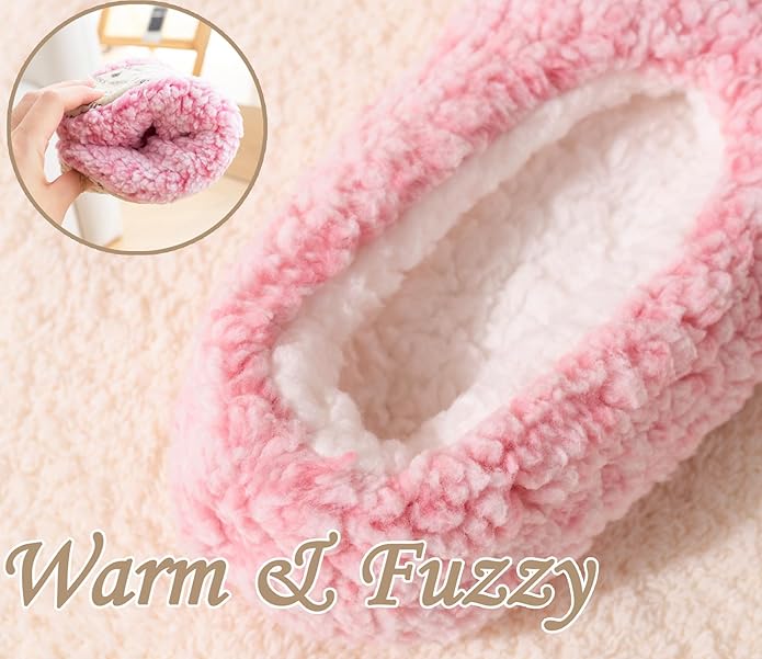 HUGSWEET Slipper for Women Men Thick Warm Fuzzy Slippers With Grips Indoor Cozy Fluffy Sherpa Lined Shoe Socks Non-Slip Soft Soles with Gift Box