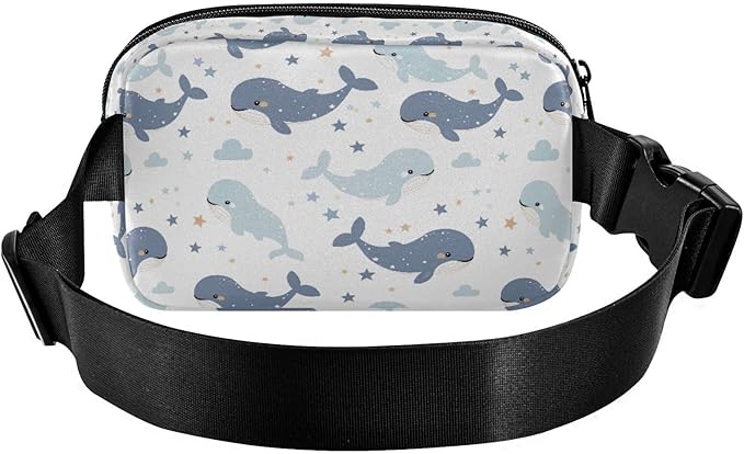 Kawaii Baby Whales Fanny Pack for Women Men Water Resistant Fashion Waist Packs with Adjustable Strap Belt Bag for Travel Workout Jogging Hiking 21219029