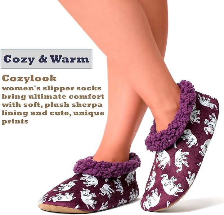 Cozylook Fuzzy Slippers for Women Indoor, Warm Bedroom Slip On Shoes, Winter Fluffy House Socks with Grippers, Cozy Christmas Gifts Unique
