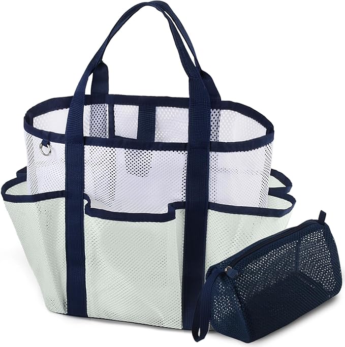Mesh Beach Bag,Large Beach Bags for Women with 8 Pockets,Packable Tote Bag for Beach Cruise Pool Vacation Essentials