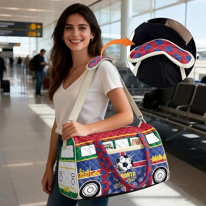 COEQINE Quilted Duffle Bag Men Large Capacity Toronto Van Car Quilted Tote Bag Large Car Travel Bag with Trolley Sleeve