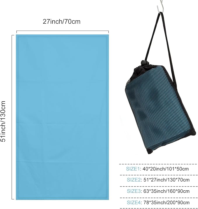 Microfiber Towel for Travel, Camping, Hiking, Backpacking, Shower – Quick Dry, Ultra Compact, Lightweight & Super Absorbent(Blue,51x27 in)