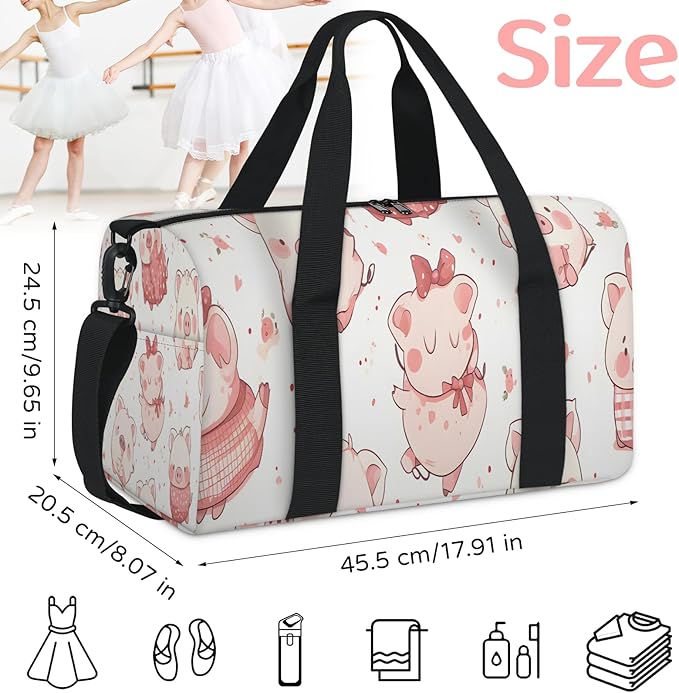 Pink Pig Travel Duffle Bag for Men Women, Lightweight Sport Gym Bag Tote Overnight Weekender Carry on Tote