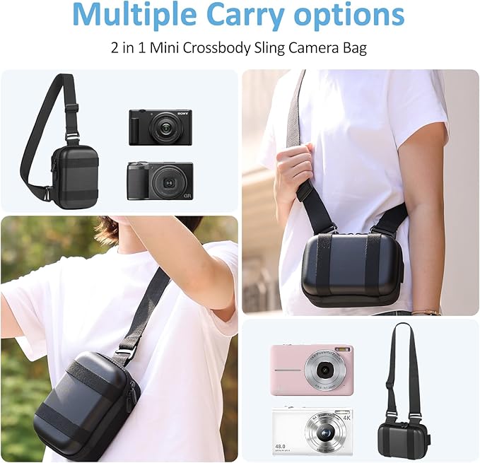 Digital Camera Case, Protective & Lightweight Camera Case with 3 Carrying Ways, Waterproof & Shockproof Small Camera Bag for Power Shot/Sony DSCW800/DSCW830 - Black