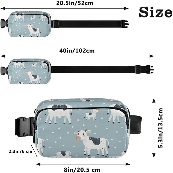 Kawaii Cow Fanny Pack for Women Men Water Resistant Fashion Waist Packs with Adjustable Strap Belt Bag for Travel Workout Jogging Hiking 21219054