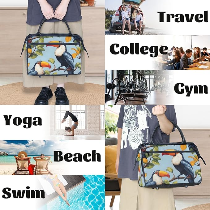 Cute Toucan Overnight Weekender Bag for Women Men Travel Duffel Bags Waterproof Luggage Carry on Sports Yoga Gym Bag