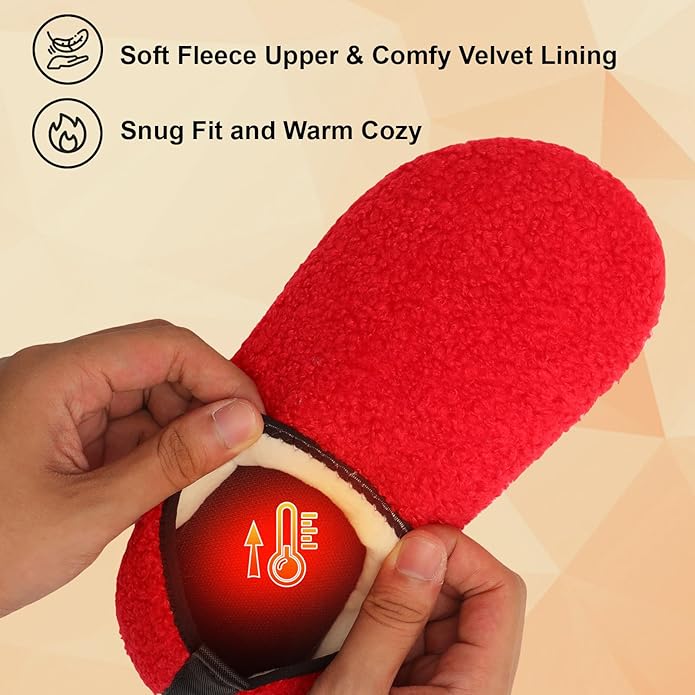 QFH Womens & Mens Cozy House Slippers - Portable Travel Shoes with Flexible Rubber Sole & Soft Velvet Lining