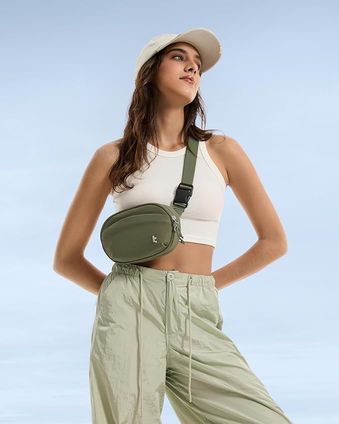 tomtoc Belt Bag with RFID Blocking, 1.5L Cross Body Fanny Pack for Women Men, Sling Waist Bags with Adjustable Strap for Travel Walk