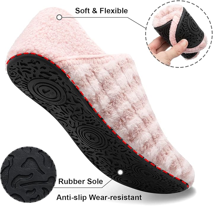 BARERUN Slippers Bulk for Women Men with Rubber Sole Soft-Lightweight House Slipper Socks Wide Barefoot Slippers Around House Shoes Non Slip Indoor/Outdoor
