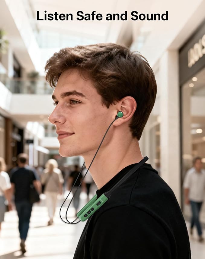 Neckband Bluetooth Headphones, Wireless Bluetooth 6.0 Earbuds with Microphone, Comfortably Light, Deep Bass Earphones 35H Playtime, IPX5 Waterproof, Magnetic Headset for Workout (Olive Green)
