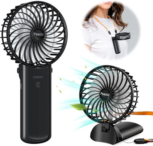 Handheld Fan, Mini Portable Personal Fan with lanyard, 4 Speeds Level 180° Foldable Design for Desk/Travel/Office/Outdoor