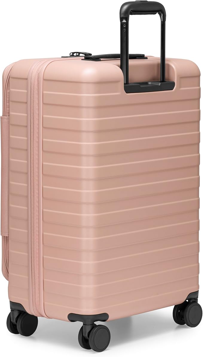 Traveler's Choice Novia Top Opening Expandable Polycarbonate Luggage with Spinner Wheels, Pink, 25-Inch Medium