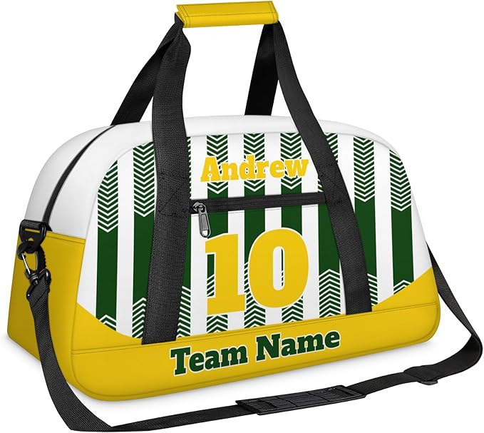 Basketball Soccer Gifts for Boys Girls - Custom Sports Duffle Bag, Personalized Name & Team Bag, Water-Resistant Gym Bag for Basketball, Soccer, Volleyball | Y-Green Yellow