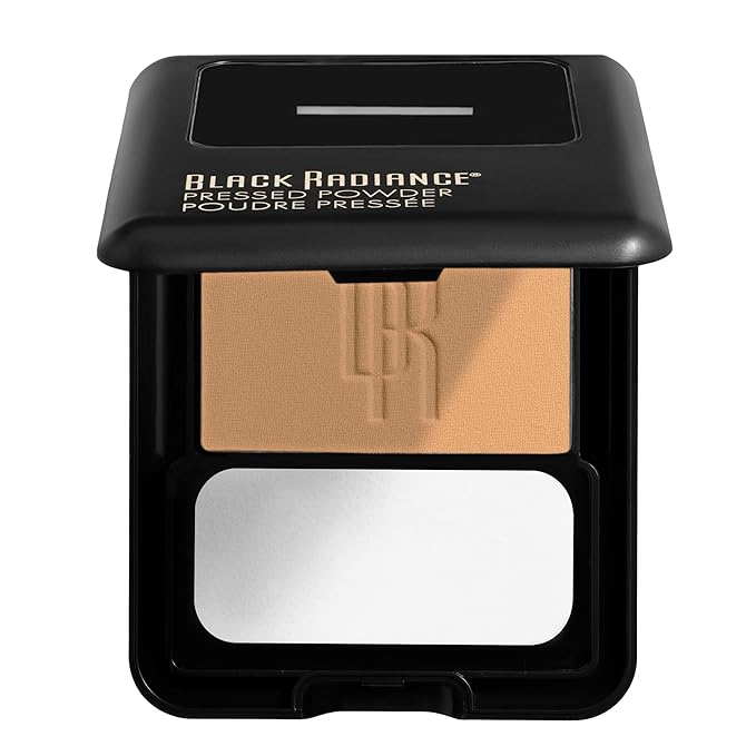 Black Radiance Pressed Powder, Pigment-Rich Matte Finish for Light Skin Tones, Oil-Absorbing Compact with Mirror & Sponge - Crème Fresh