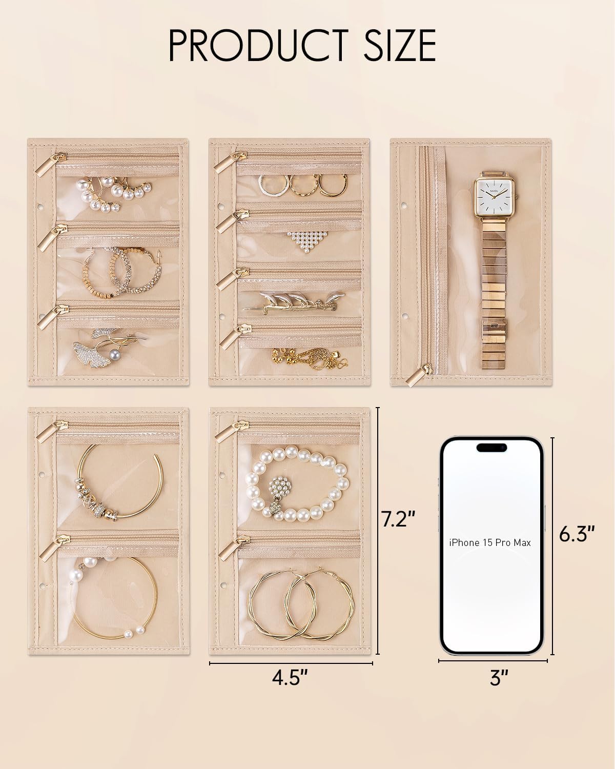 Vlando Jewelry Box for Girls Women,5 Pcs Jewelry Bags,Display Portability Jewelry Pouch Storage for Gem Diamond Necklaces Rings Earrings Bracelets