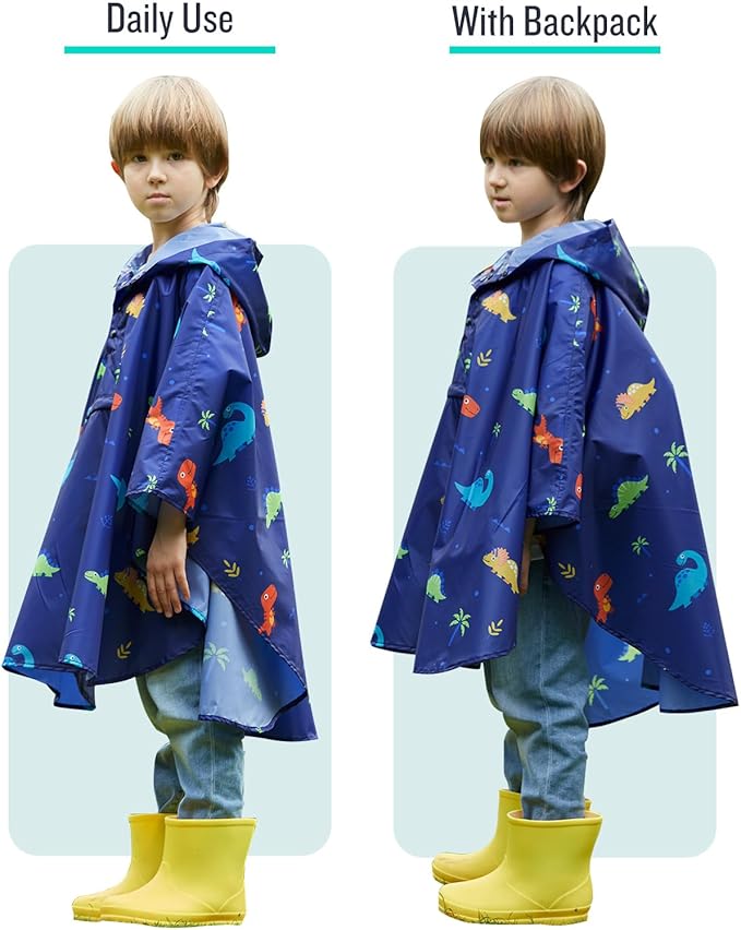 SaphiRose Lightweight Kids Rain Poncho Jacket Waterproof Outwear Rain Coat