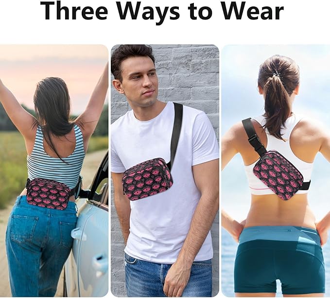 Evil Eyes Pink Fanny Pack for Women Men Water Resistant Fashion Waist Packs with Adjustable Strap Belt Bag for Travel Workout Jogging Hiking 21220451