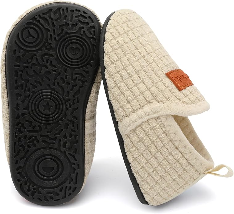 XIHALOOK Toddler Boys Girls House Slippers with Microfleece Lining Cozy Household Shoes Non-slip for Kids