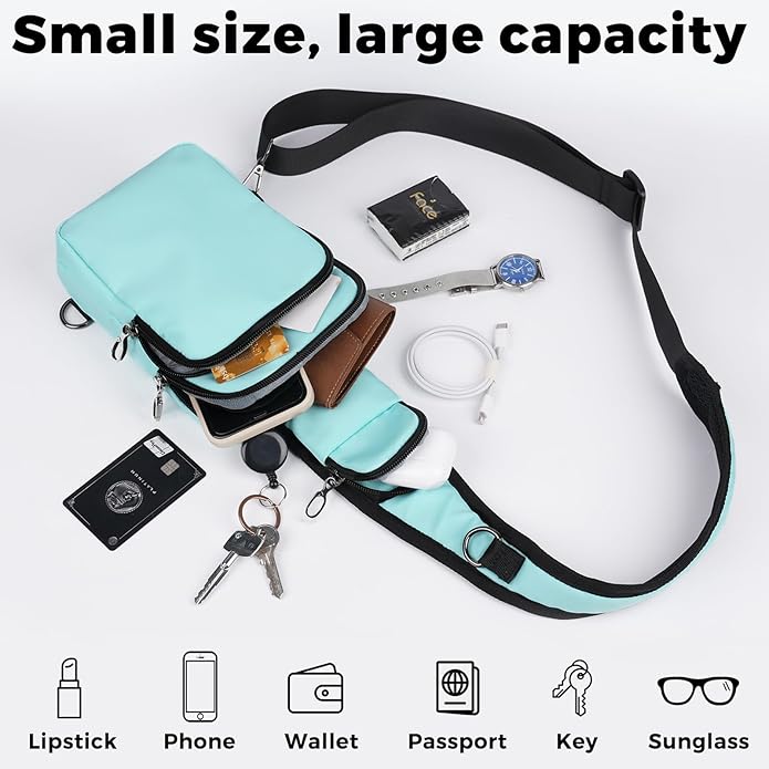 VADOO Sling Bag, Crossbody Bag with Zipper Lock, RFID Blocking & Water Resistant for Men and Women