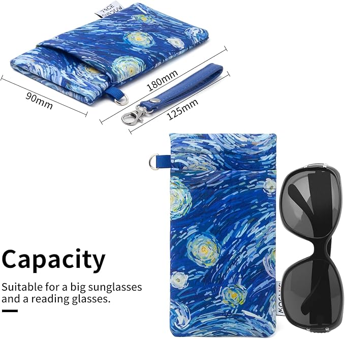 Face Shadow Double Glasses Case Soft Eyeglass Case For Women Men Squeeze Top Sunglasses Case With Cleaning Cloth