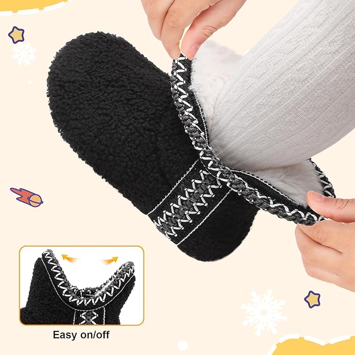 LeIsfIt Toddler Slippers Boys Girls Cozy Warm House Shoes Kids Non-slip Winter Slipper Booties Slip on Plush Lining Sock Slippers