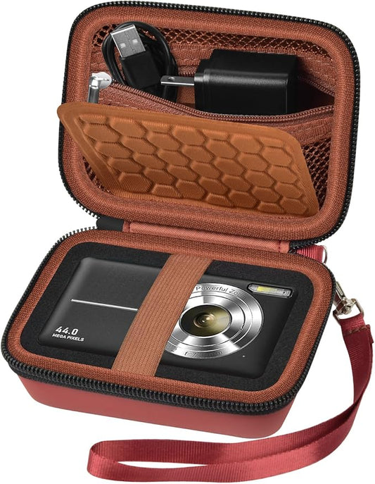 Comecase Carrying & Protective Case for Digital Camera, for CAMKORY/for Kodak Pixpro/for Canon PowerShot ELPH 180/190 / for Sony DSCW800 DSCW830 Cameras for Travel - Brown